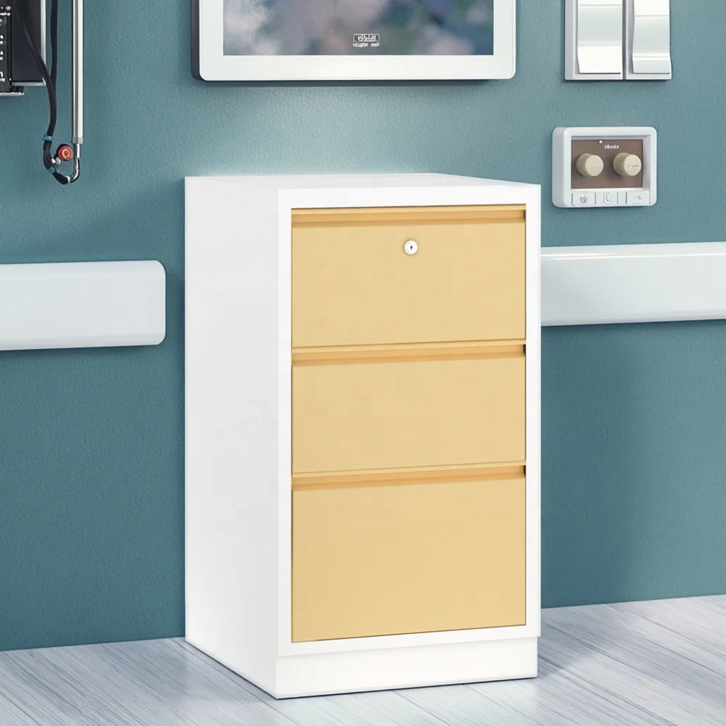 Stainless Steel Triple Drawer Cabinet 480mm Hospital Supplies Organization Smooth Rollers Label Holders Medical Equipment 5