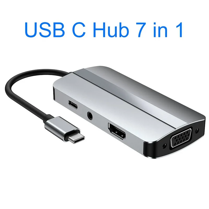7-in-1 Docking Station USB3.0+HDMI+USB-C+PD+VGA+audio Docking Station Notebook Connector