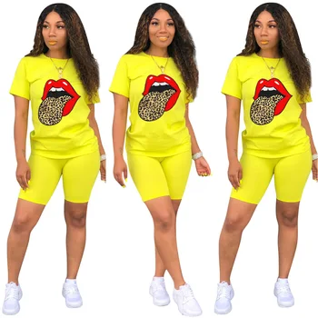 2021 Leisure sports 2 piece outfits fashion butterfly tongue 5xl two piece set lounge set clothing women
