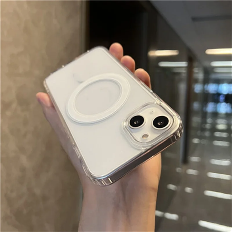 product laudtec tpu pc wireless charging shockproof transparent acrylic magnetic shell  clear phone case for iphone 17 air pro promax-5