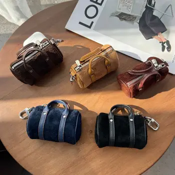 2025 Winter New Genuine Leather Mini Bag Keychain Mini Women's Suede Pillow Bag Pendant Commuting Versatile