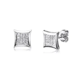 Classic Style Women's Sterling 925 Silver Zircon Hoop Earrings Fine Jewelry for Party & Gift Occasions