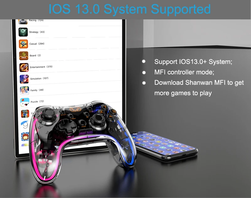 ShanWan Mobile Game Controller for iPhone with Phone CASE Support