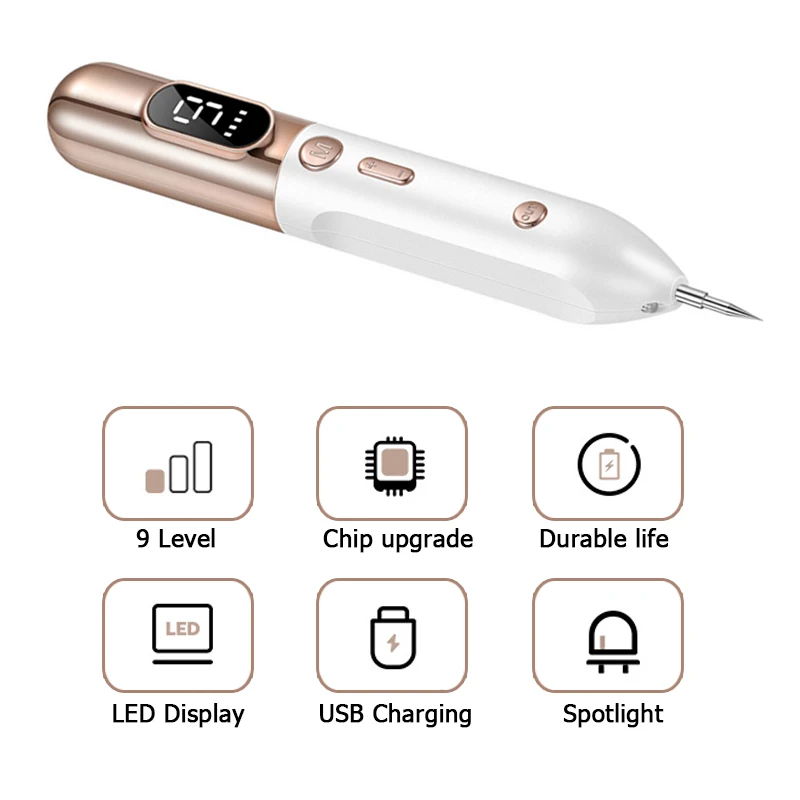 9 Level LCD Plasma Pen Mole Tattoo Freckle Wart Tag Removal Pen Dark Spot Remover for Face Skin Care Tool Beauty Machine