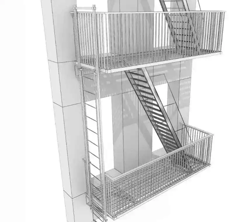 Cheap Made in China Outdoor Fire Escape Steel Grate Steps Durable Metal Stairs