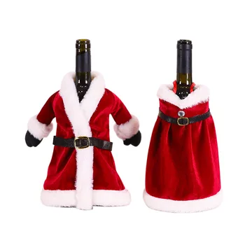 Christmas Festival Party Supplies Decoration Set Fabric Ornaments Christmas Wine Bottle Clothes Skirt for Table Decoration