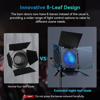 SmallRig 8-Leaf Lighting Barn Doors Bowens Mount Adapter Color Gel Clip and Honeycomb Grid for Smallrig RC120/RC220 for Godox detail image