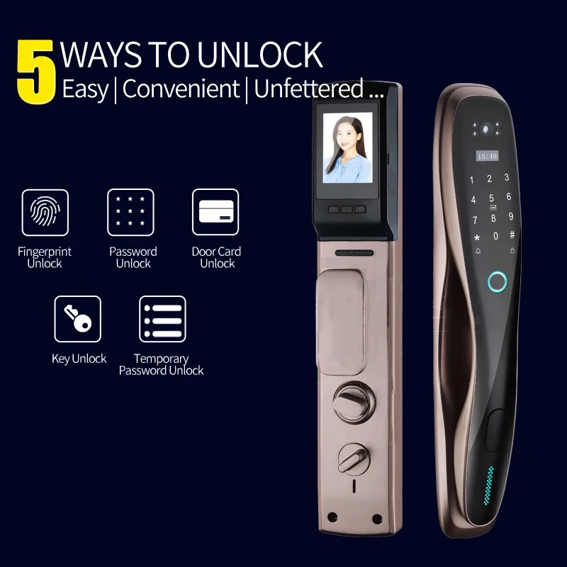 Fully Automatic Camera Door Lock USmart Go App Wifi Biometric Fingerprint Password Key IC Card Smart Door Lock