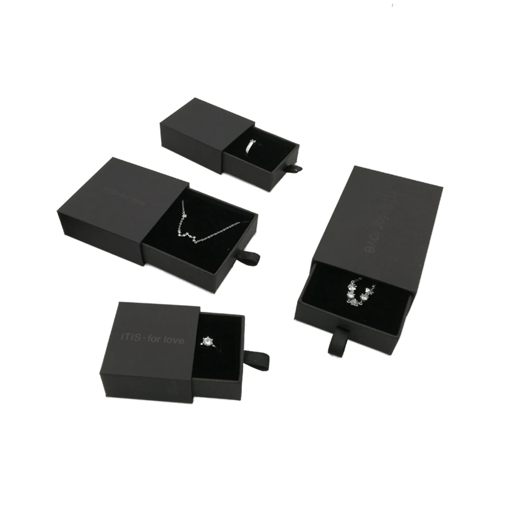 Factory Custom Black Unique Men Ring Necklace Gift Jewelry Packaging Box