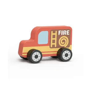 Unisex Montessori Educational Pretend Play Toys Nontoxic Wooden Fire Engine Car 18 Months+ Preschool Fun for Children