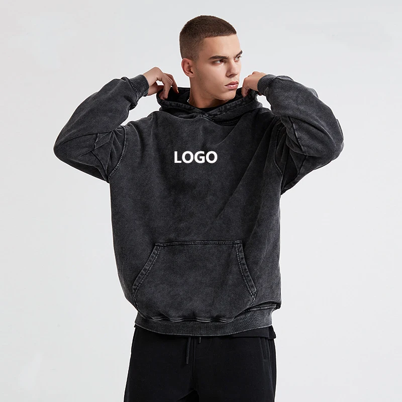 330gsm500gsm Custom Embroidered Oversized Hoodie Plus Size Men's