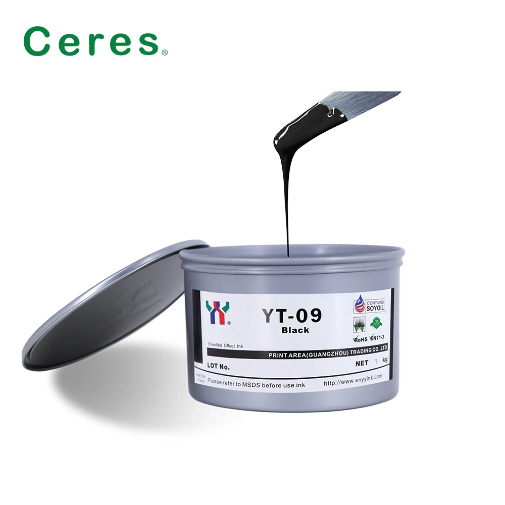 Ceres High Gloss YT-09 Soy Bean Offset Printing Ink with Friction and Heat Resistance for Paper Air Drying