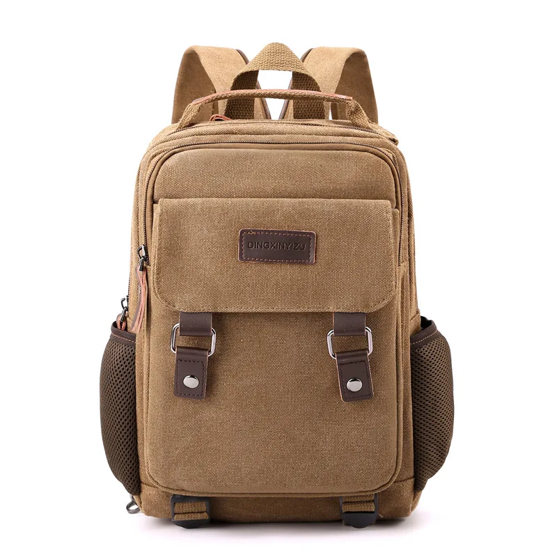 Retro canvas backpack fashion trend single shoulder messenger bag female student casual school bag men's backpack