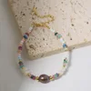 GB0204C-17 Pulsera de perlas naturales de colores