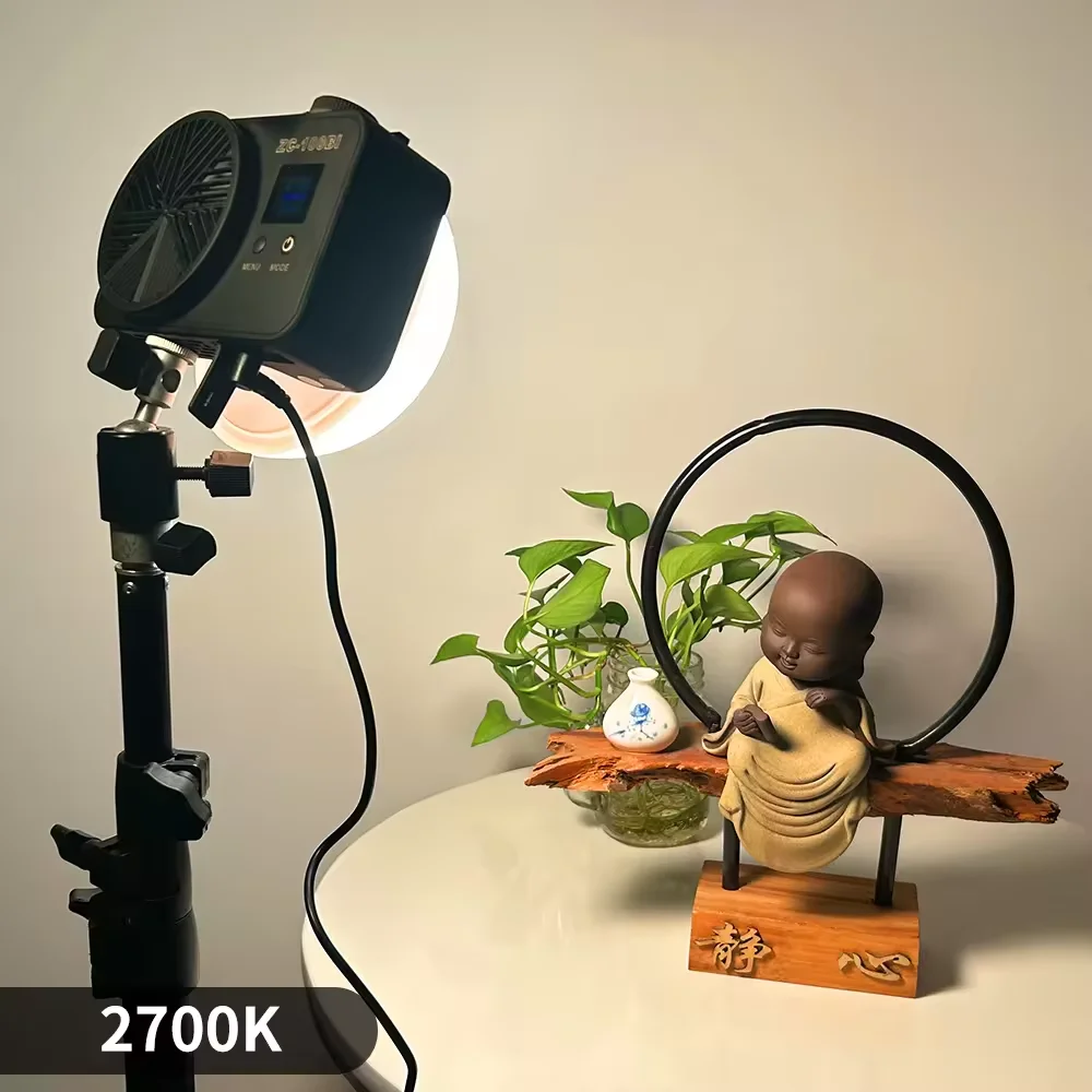 YIDOBLO ZC-100BI 100W COB Videolamp met Bowens Mount, 10000Lux/m 2700K-7500K tweekleurig cameralamp met 10 scenario-simulaties, bediening continue verlichting voor fotografie YIDOBLO ZC-100BI 100W COB Videolamp met Bowens Mount, 10000Lux/m 2700K-7500K tweekleurig cameralamp met 10 scenario-simulaties, bediening continue verlichting voor fotografie