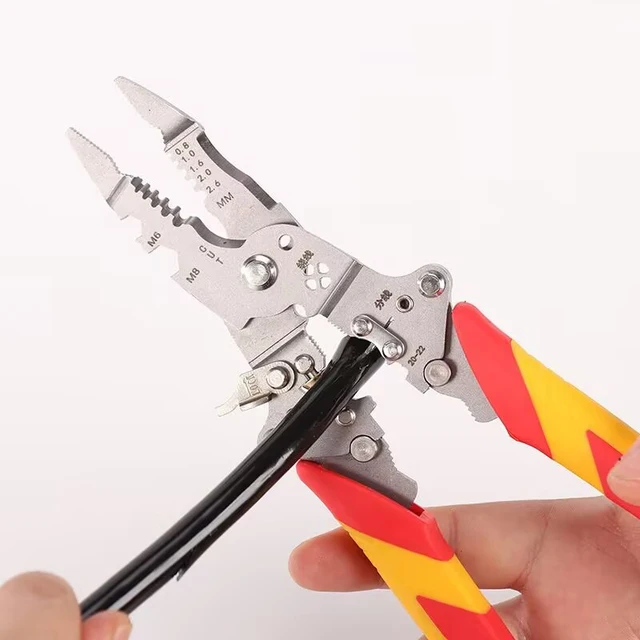 Industry grade 14in1 Foldable Cable Crimping Tool Steel Wire Cutting and Stripping Machine Wire Stripper and Pliers