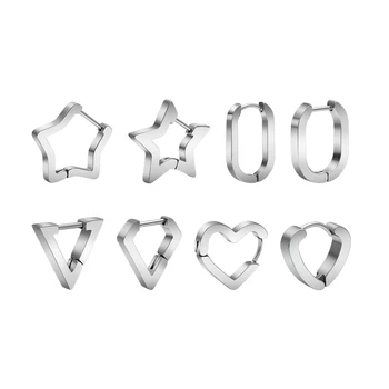 316L Stainless Steel 18G Star Heart Fashion Earrings Ear Studs Clicker Huggie Hoop Earlobe Tragus Helix Cartilage Piercing Rings