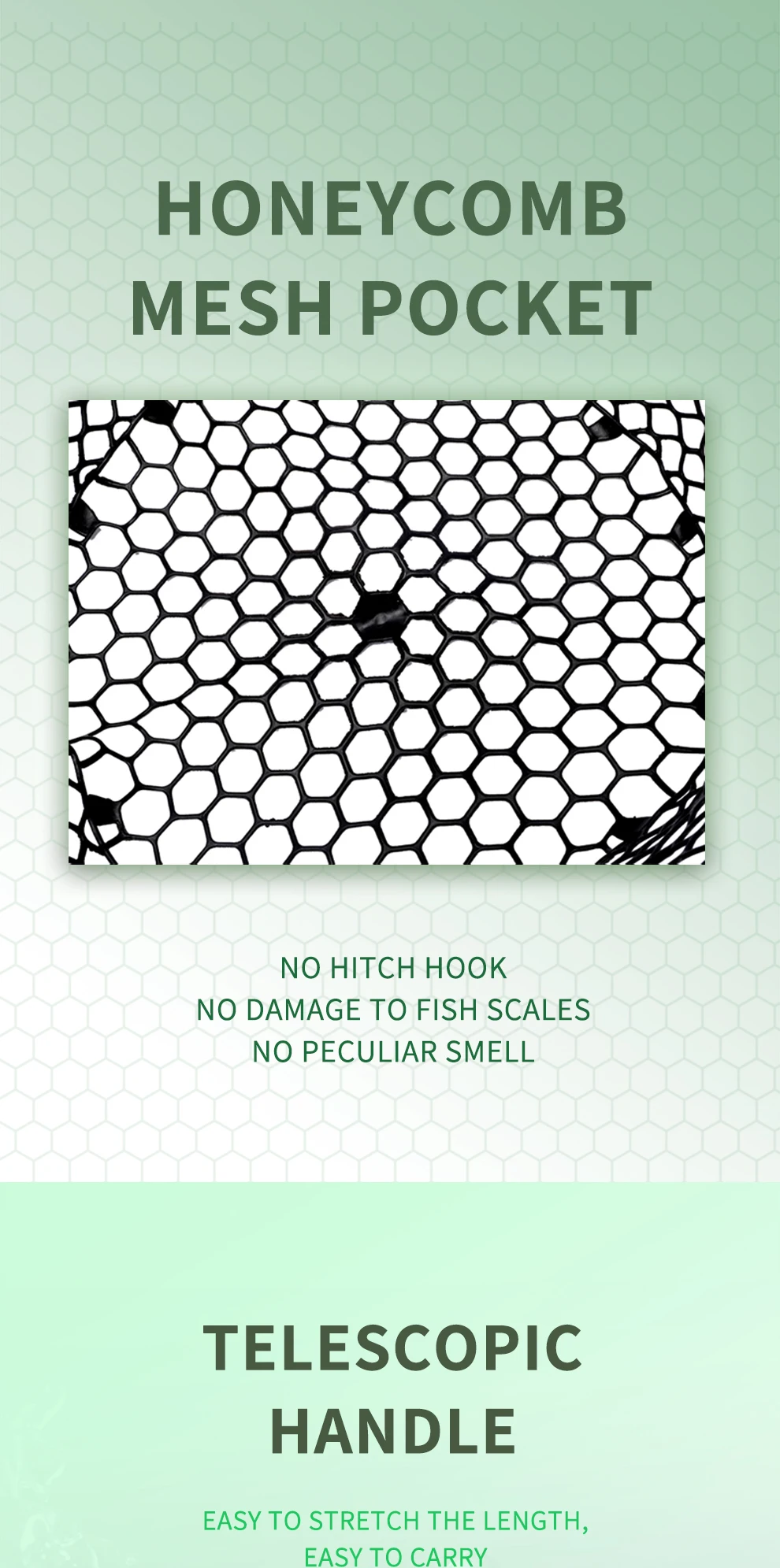 Long Handle Fishing Net Aluminum Material 155cm*50cm Telescopic Fish