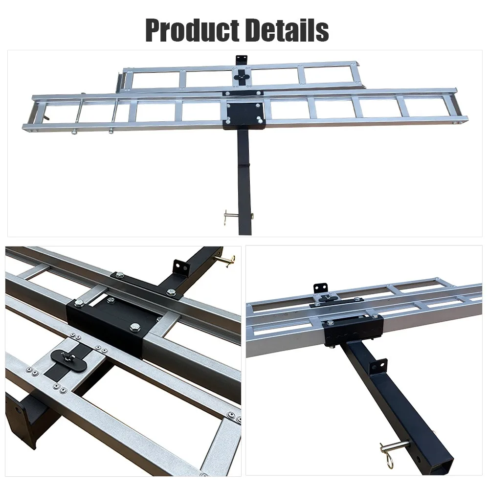 Aluminum Heavy Duty Hitch Mount Motorcycle Rack Sliver Folding