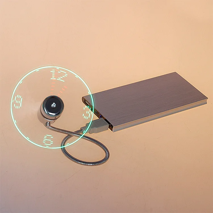 Direct Selling 360 Degree Flexible USB Time Fan Laptop Luminous Snake Clock Fan USB Clock Mini Flash Fan with LED
