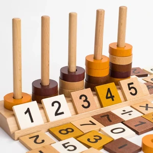 Unisex FSC Certified Wood Column Building Blocks Number Blocks Smart Baby Educational Geometry Toys for Preschool for Kids