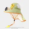 Sombrero abanico chal letra h-verde-carga usb solar