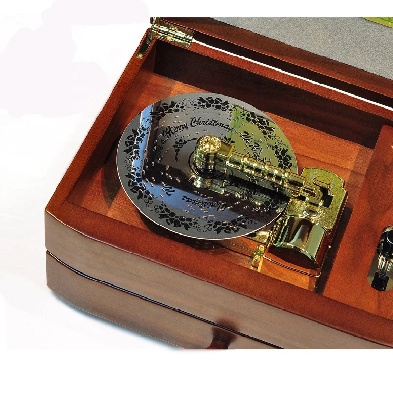 音楽寅 BOX Vintage Walnut Retro Turntable Music Box & Decorative Accent