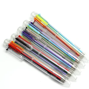 6 in 1 Colorful Pens Novelty Multicolor Ballpoint Pen Multifunction Stationery School Supplies