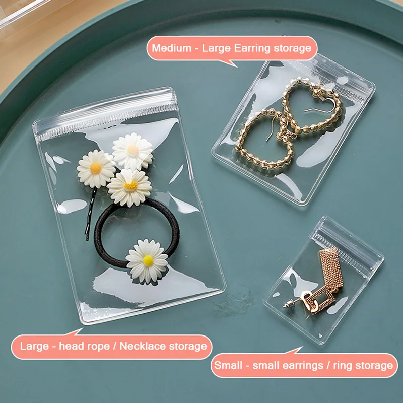 Transparent Self Sealing Adhesive Pouch PVC Bag Jewelry Storage Book Plastic Storage Bags Reusable Zipper Bag