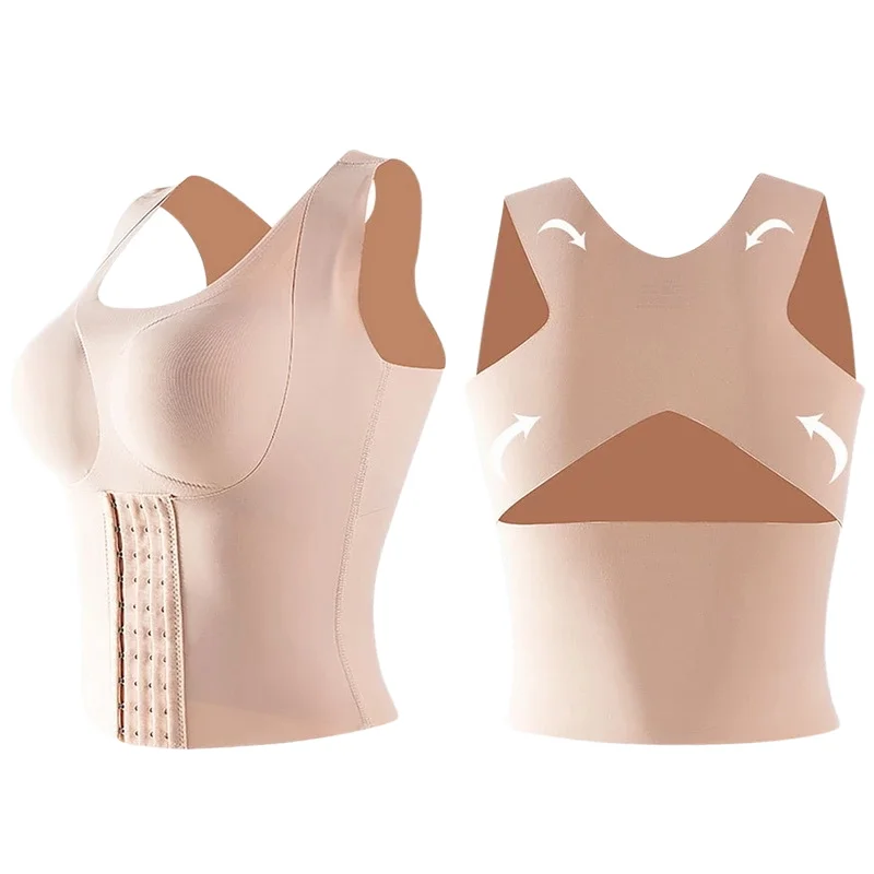 Four-in-One Correction Shaper Large Size Chest & Waist Support Long Back Hunchback Gathered Steel Ring Belly Shaping Clothing