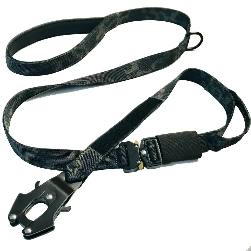 High Quality Customization Frog Clip Tactical Dog Leash Heavy Duty Style With Padded Handle and Metal Buckle