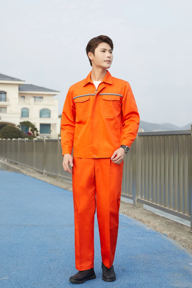 Custom men thin long short-sleeved site workshop labor protection work clothing set
