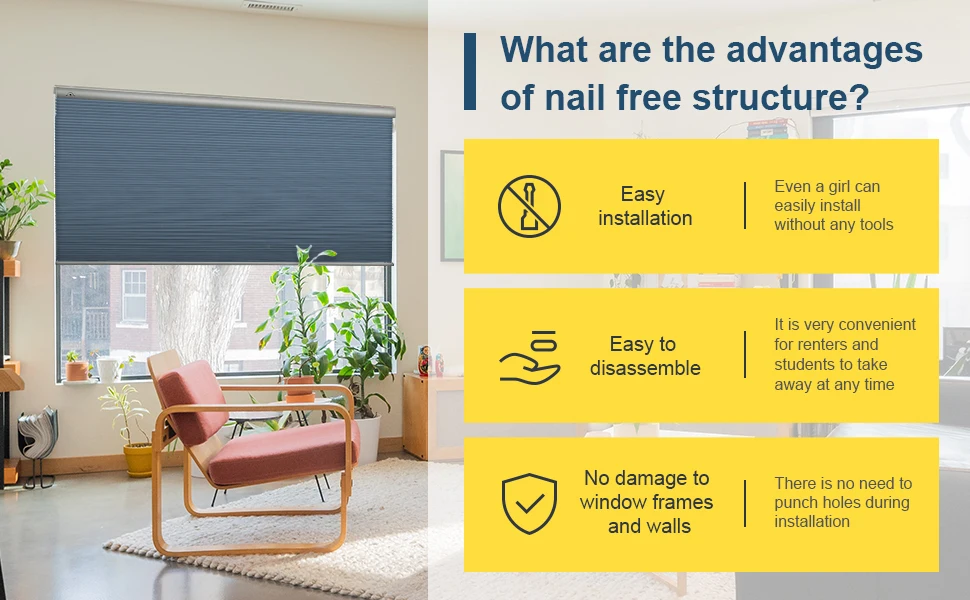 No Drill Install Window Curtain Blackout Fabric Smart Motorized Blinds