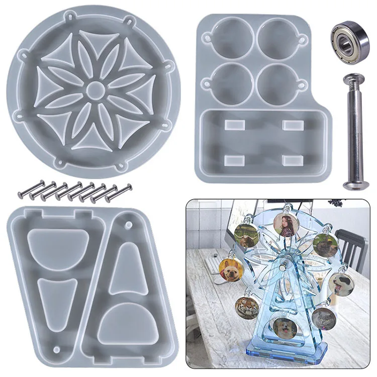 YS 1 Set Ferris Wheel Silicone Mold Photo Album DIY Epoxy Resin Mold Home Office Decoration UV Cyrstal Silicone Mold