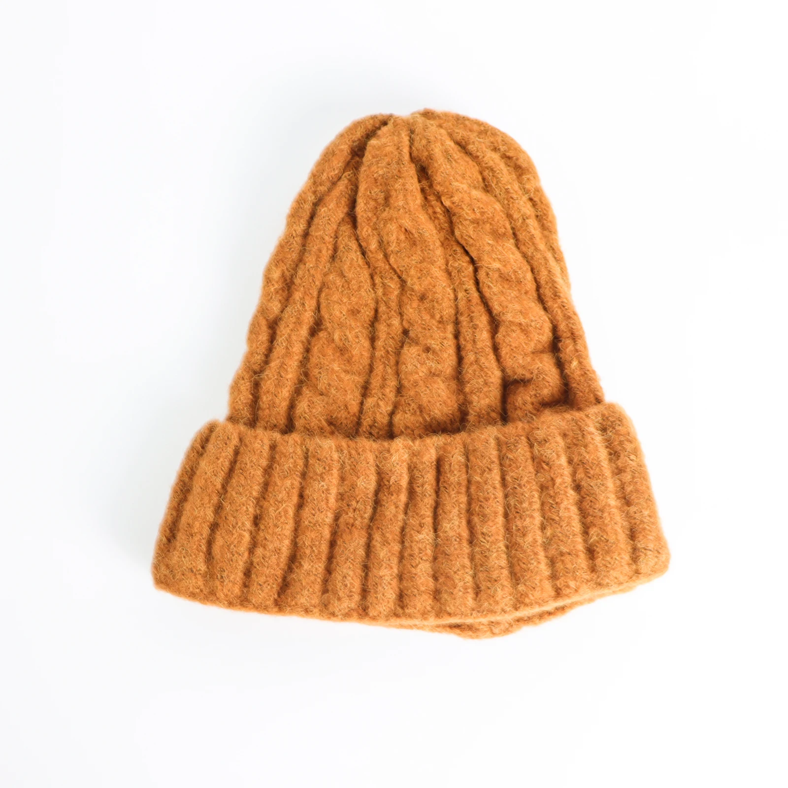 Wholesale Custom Children's Winter Warm Knitted Cap Faux Fur Pom Pom