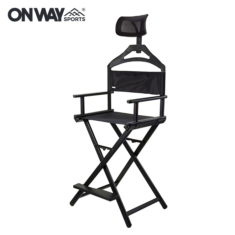 Custom Portable Heavy Duty Folding Aluminum Tall Directors Chair Professional Cosmetic Makeup