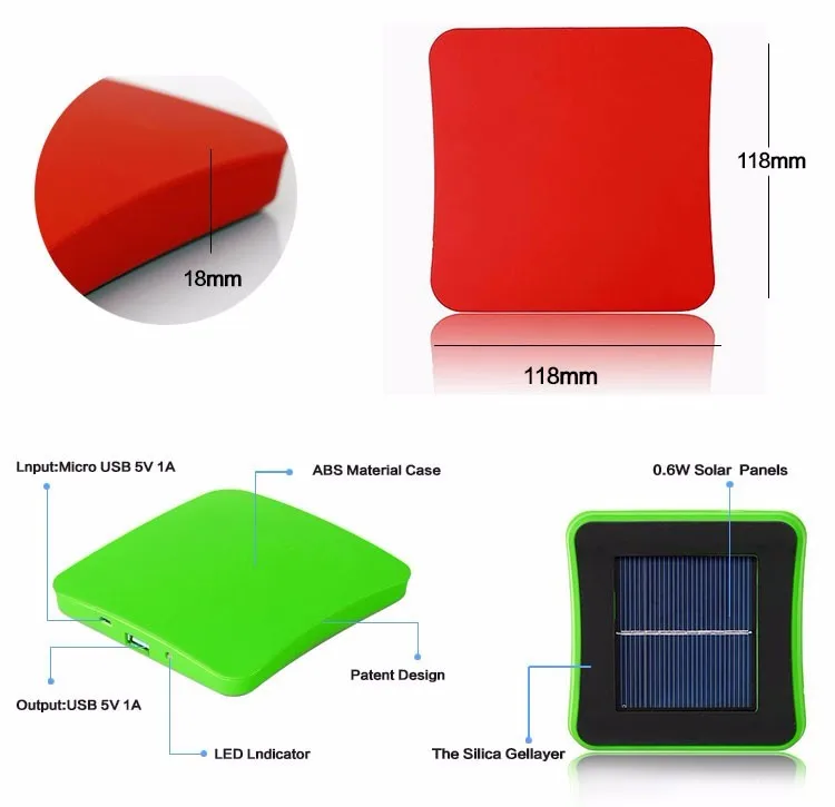 Environmental Portable Window Sticker Solar Power Bank Mobile Phone Battery Charger for Outdoor Traveling