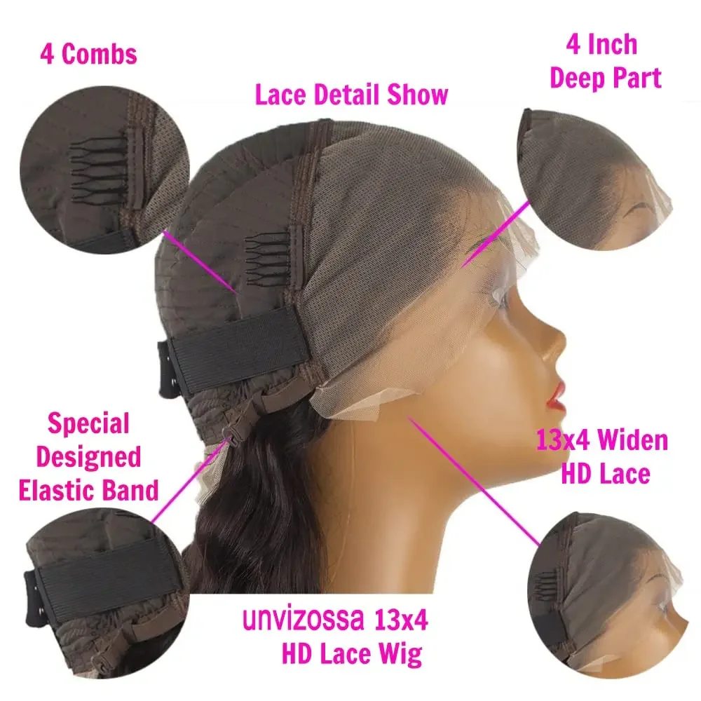 Parrucche per capelli umani Bob con onde profonde color cioccolato, densità 180, trasparenti, n. 4, 13x4, con pizzo frontale, parrucca corta pre-pizzicata per donne_voghion.com