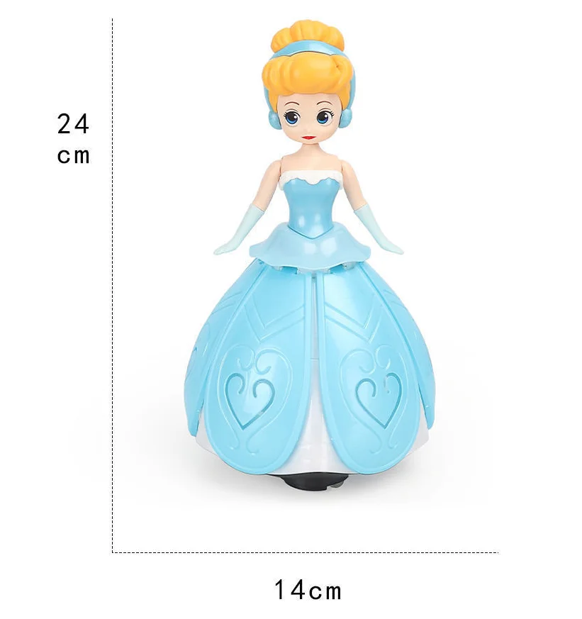 Вращающаяся Танцующая принцесса, игрушки для девочек, Электрическая универсальная 360 Вращающаяся Музыкальная кукла с подсветкой, вращающаяся кукла