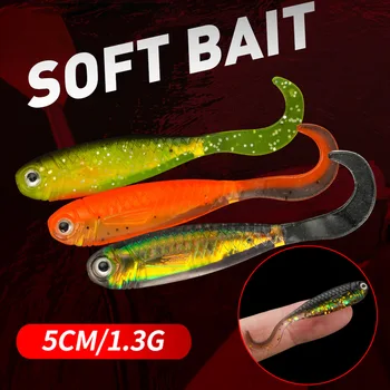 Cheery 5CM1.3G/6pcs Mini Bait for Fishing Black Pit Bass Mandarin Fish Built-In Reflective Aluminum Foil Simulation Fork Tail so – Lure – view 2