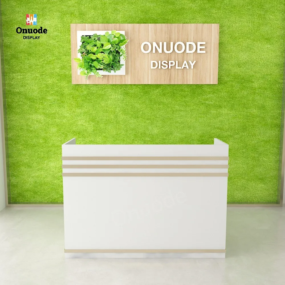 Custom Modern Wooden Reception Desk Cashier Counter | Retail Boutique Checkout Counter | Cash Register Display Showcase
