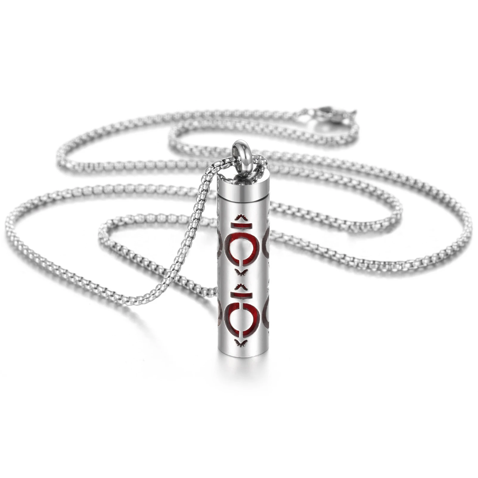 Fatingna Casual Stainless Steel Perfume Bottle Diffuser Pendant Oil Necklace-Fashion Aromatherapy Clasp Fragrance Necklace