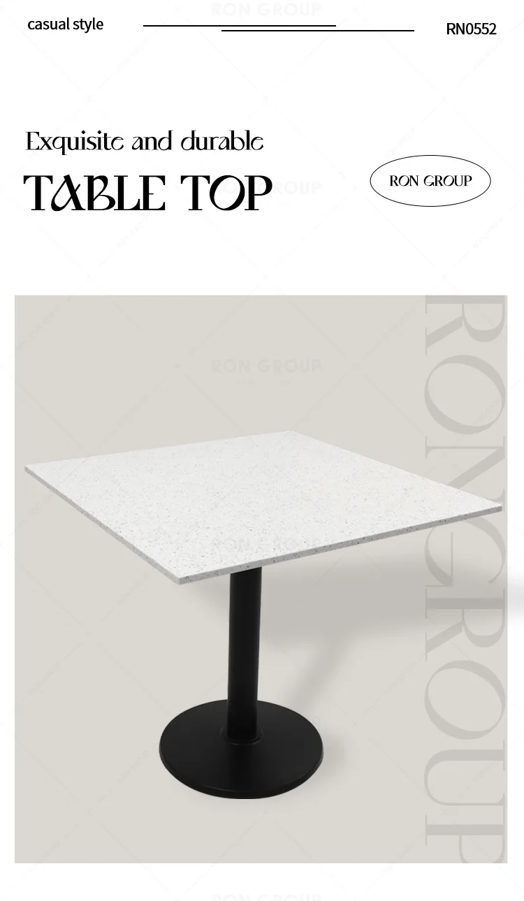 Hot Selling New Unique Design Modern Durable Fashion Quartz Table Top Stainless Steel Table Base Dining Table