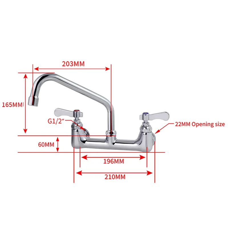 Commercial Kitchen Dual Hand 304 Stainless Steel Brass Kitchen Sink Tap Faucet Cold Hot Spring Mixer Tap Deck Mounted Basin Taps details