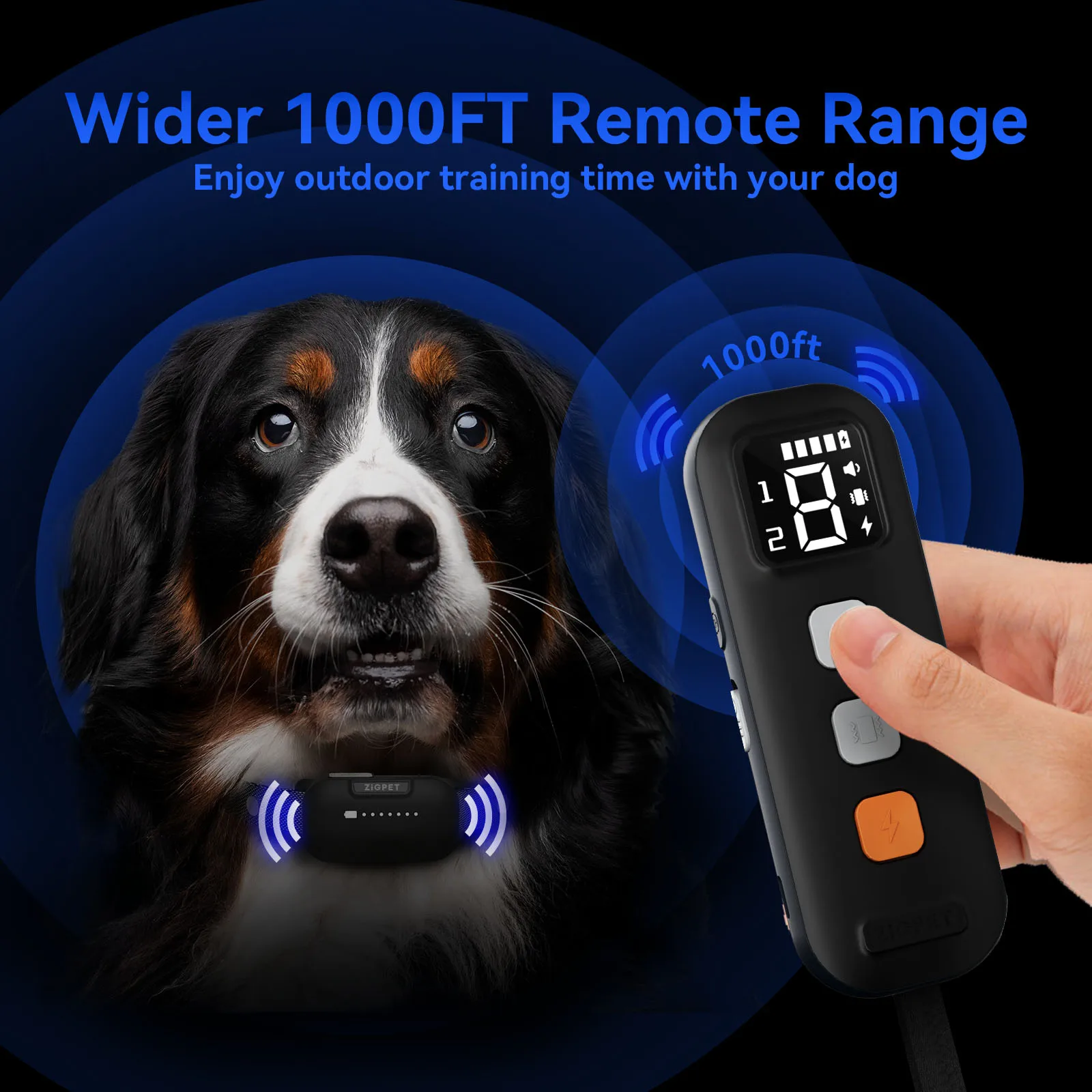 Remote Range 2000ft 3 Safe Modes Beep Vibration Shock Large Medium ...