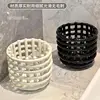 Hand-woven storage bucket - cream white