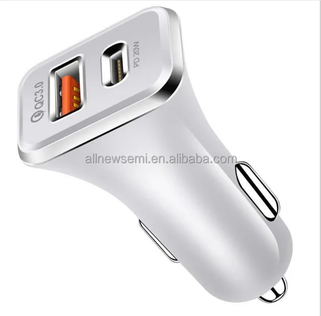 Pd20w car charger QC 3.0 car charger 38W double channel double port fast charging PD + qc3.0 fast charging car charger