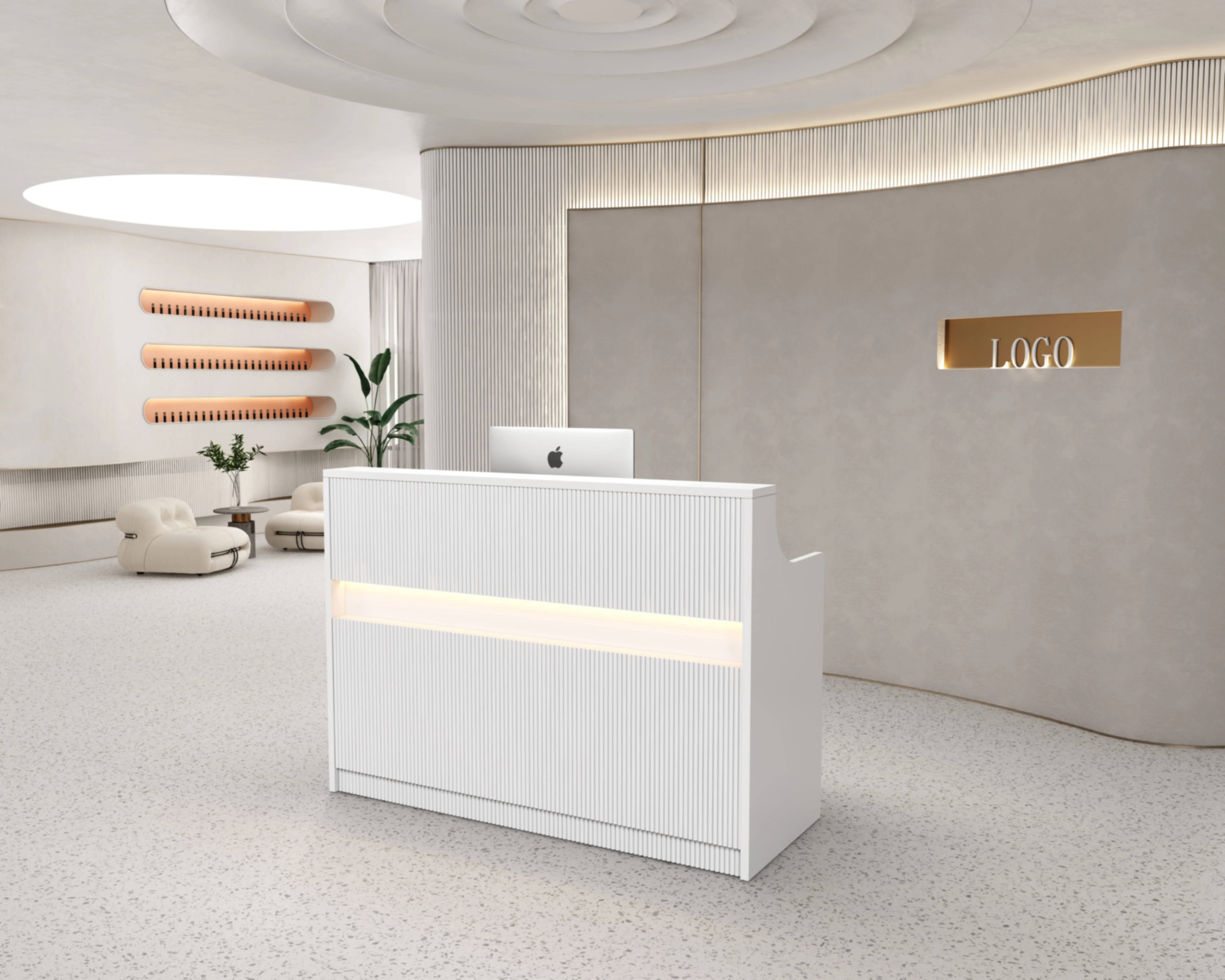 2025 Custom Modern Simple Bar Reception Small Store Front Desk Cash Register Baking Paint Beauty Small Salon Consultation Desk
