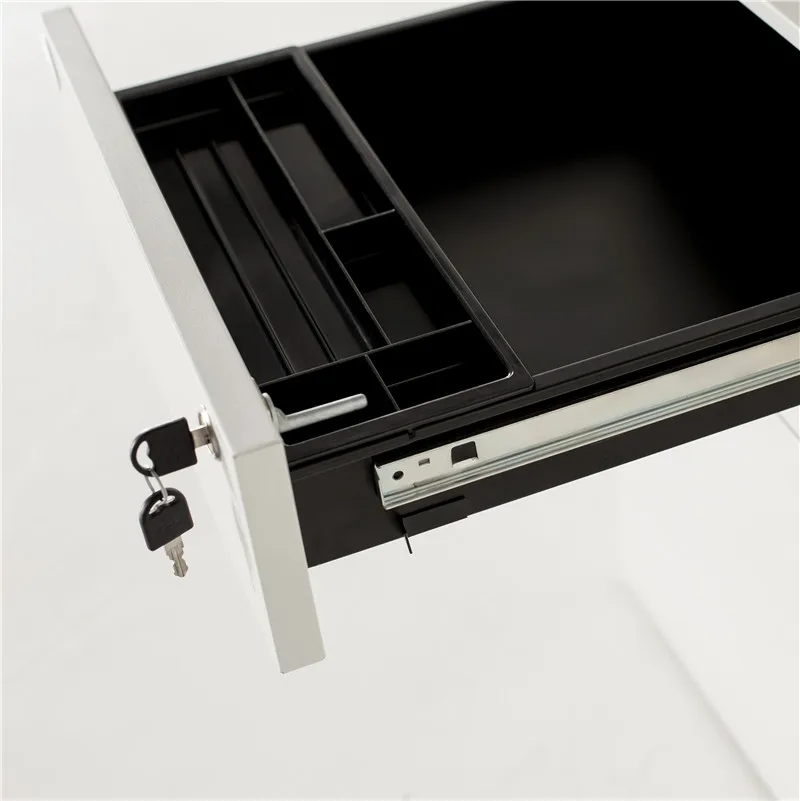 Steel and Tempered Glass Office Cabinet with 4 Door and 3 Adjustable shelves