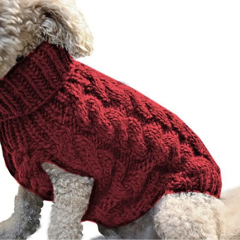 product-750-750 Autumn Winter Pet Dog Sweater Fashionable Solid Color Twist Knitted Warm Clothing Comfortable XL Size Multiple Colors Available